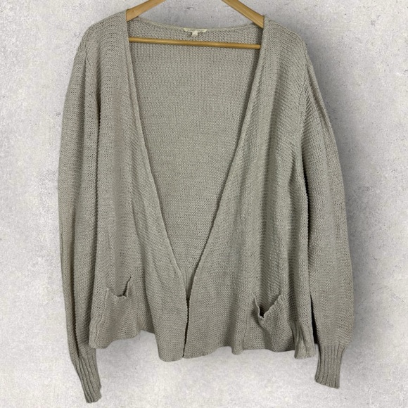 Eileen Fisher Linen Blend Knit Cardigan Sweater Womens Size XL Beige Neutral Top - Picture 1 of 12